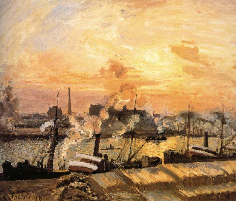 Camille Pissarro Sunset Pier Spain oil painting art
